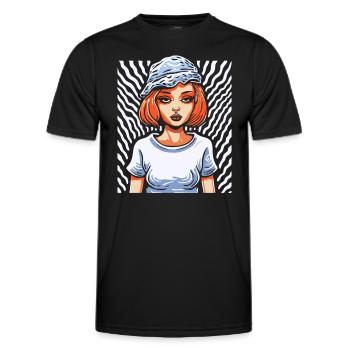 The Art Image of: Cool Girls Are Cool - Men's Functional T-Shirt - black - Front - AI Model Male 178 dark (178cm)
