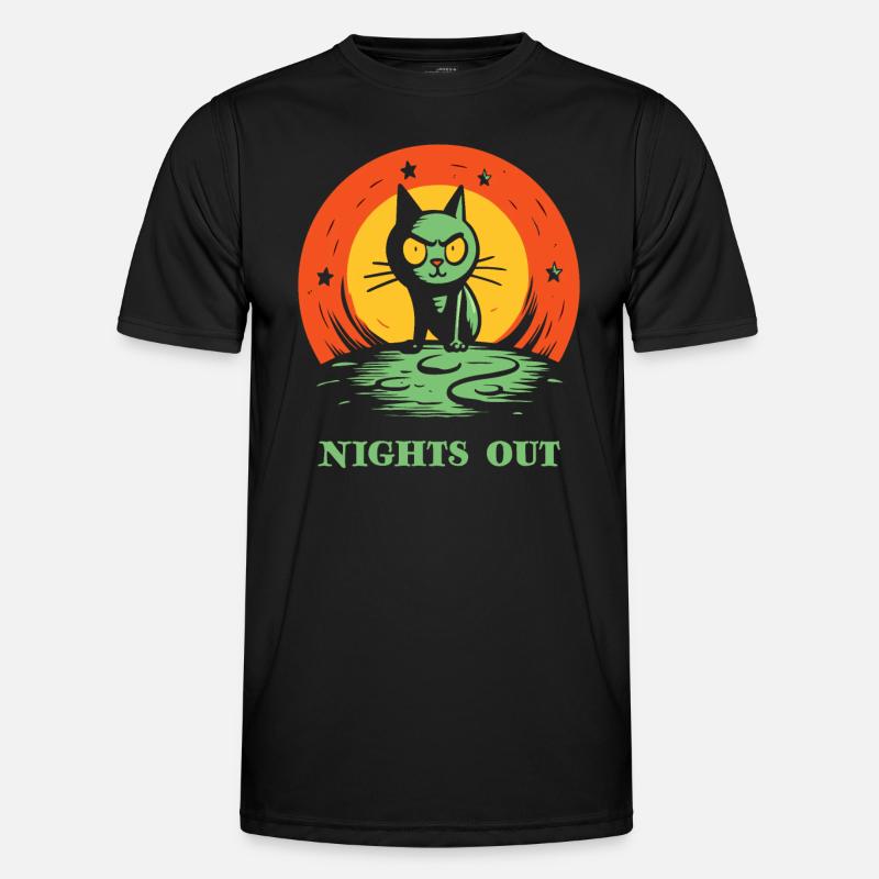 Nachts draußen, eine Katze - Männer Funktions-T-Shirt - Schwarz