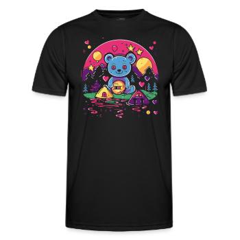 A cuddly bear in the wonderland of love - Men's Functional T-Shirt - black - Front - AI Model Male 178 dark (178cm)