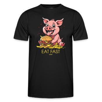 Restauration rapide : burgers de restauration rapide, frites, porc - T-shirt sport Homme - noir - Devant - AI Model Male 178 dark (178cm)