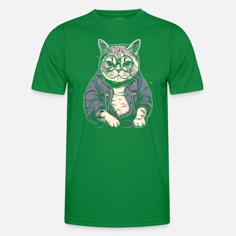 Ältere, intelligente Oma oder Opa Katze mit Brille Männer Funktions-T-Shirt