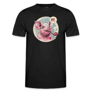 Entspanntes, cooles Schwein und Pfeife - Männer Funktions-T-Shirt - Schwarz - Vorne - AI Model Male 178 dark (178cm)
