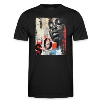 Peinture murale d’art de rue africain - T-shirt sport Homme - noir - Devant - AI Model Male 178 dark (178cm)