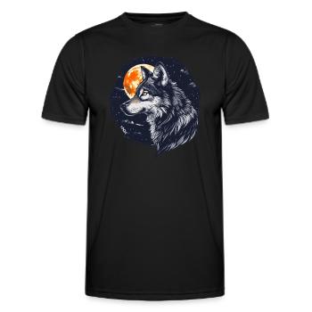Wolf und Vollmond - Männer Funktions-T-Shirt - Schwarz - Vorne - AI Model Male 178 dark (178cm)