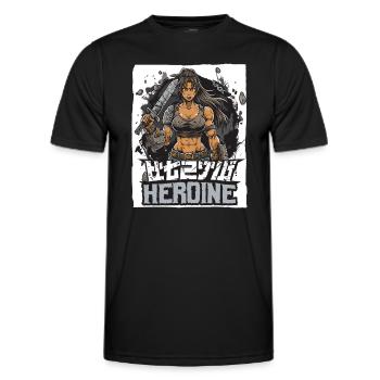 Muscular female heroine and swordswoman - Men's Functional T-Shirt - black - Front - AI Model Male 178 dark (178cm)