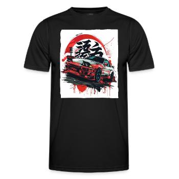 Straßenrennen mit japanischen JDM-Autos der 90er - Männer Funktions-T-Shirt - Schwarz - Vorne - AI Model Male 178 dark (178cm)