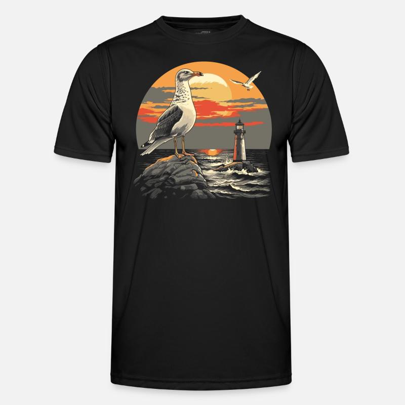 Möwe Seevogel Leuchtturm Sunset Männer Funktions-T-Shirt