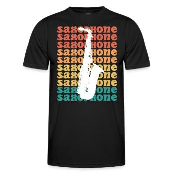 Vintage Musician Saxophonist Saxophone - Men's Functional T-Shirt - black - Front - AI Model Male 178 dark (178cm)