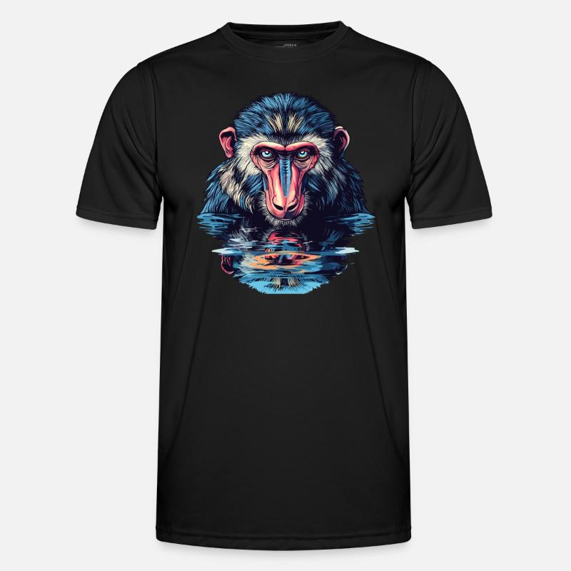 Mandrill im Wasserblick Männer Funktions-T-Shirt