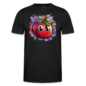 Tomate devant un mur de graffitis - T-shirt sport Homme - noir - Devant - AI Model Male 178 dark (178cm)