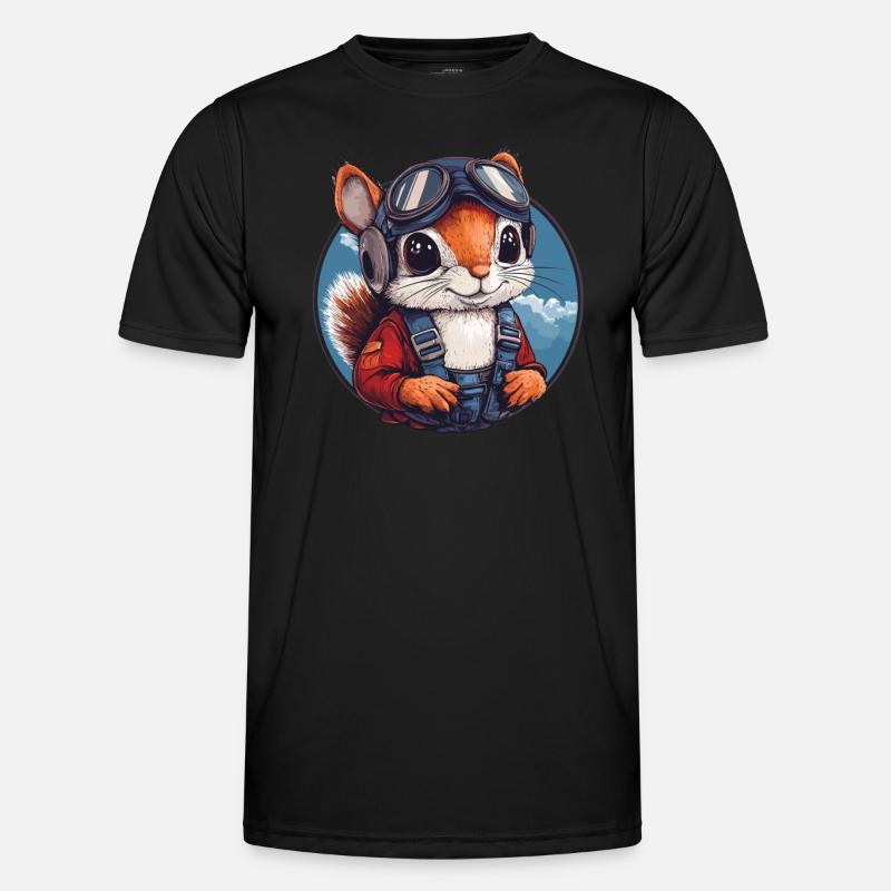 Fliegendes Eichhörnchen mit Brille - Männer Funktions-T-Shirt - Schwarz