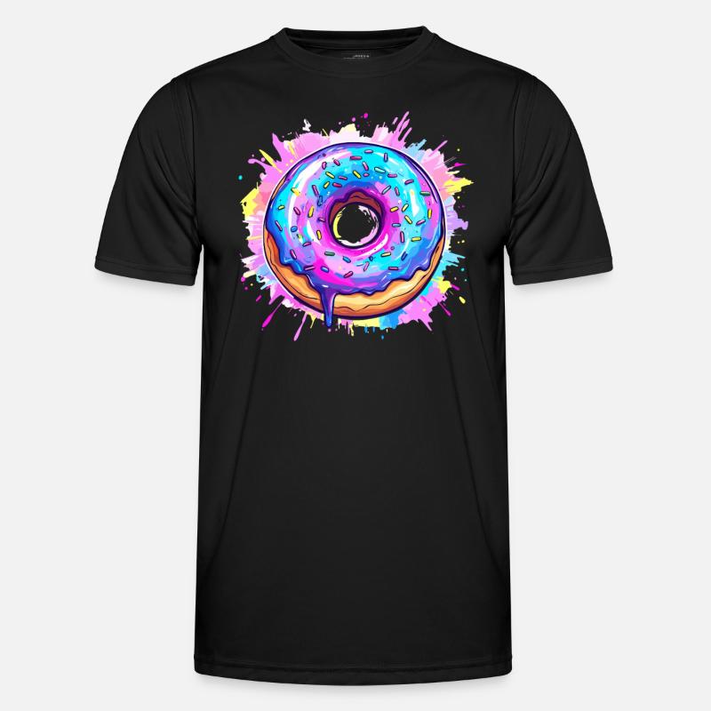Bunte Donut Explosion - Männer Funktions-T-Shirt - Schwarz