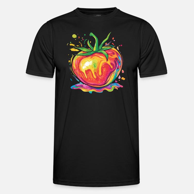 Regenbogenfarbene Pop-Art Tomate - Männer Funktions-T-Shirt - Schwarz
