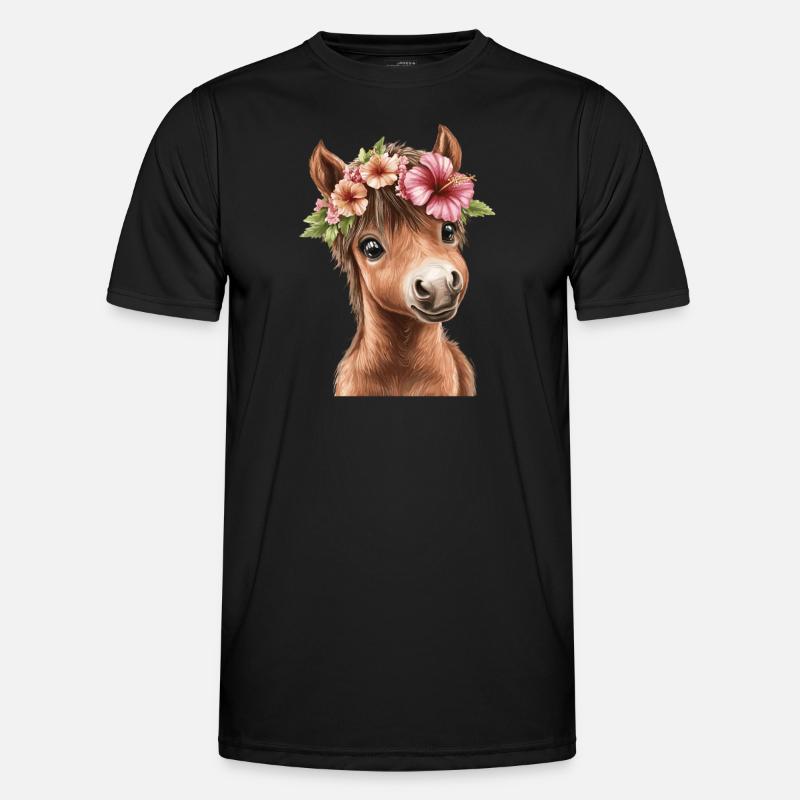 Flower pony with wreath - Men's Functional T-Shirt - black