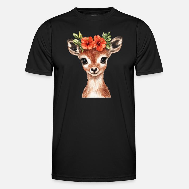 Cerf avec couronne de fleurs T-shirt sport Homme