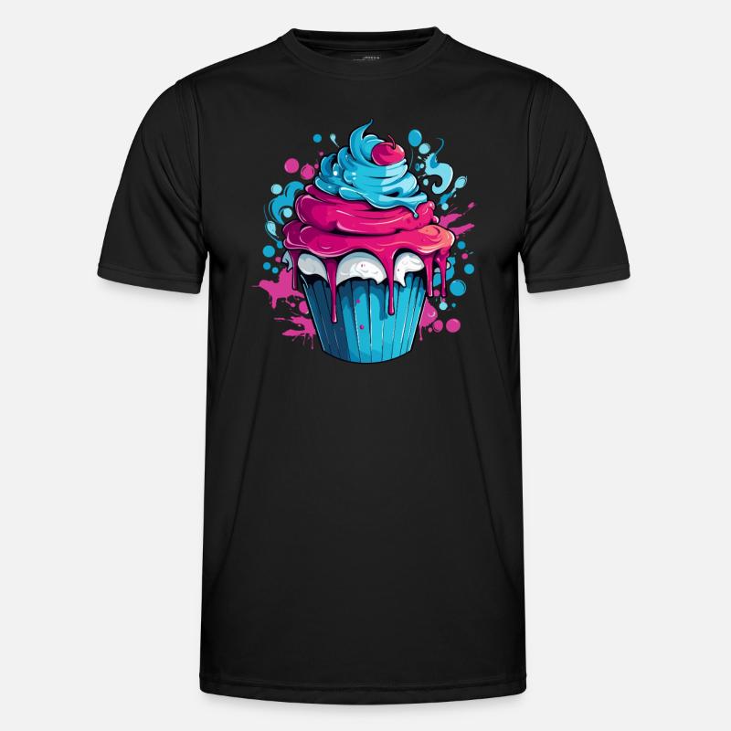 Cupcake mit Farbexplosion - Männer Funktions-T-Shirt - Schwarz
