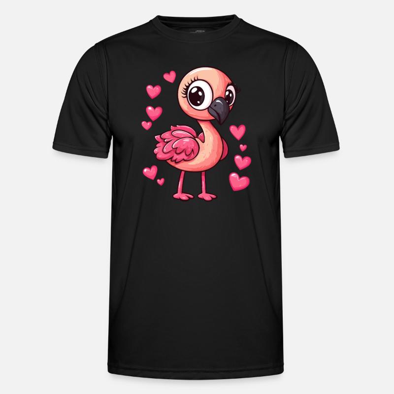 Flamingo mit Herzchen Männer Funktions-T-Shirt