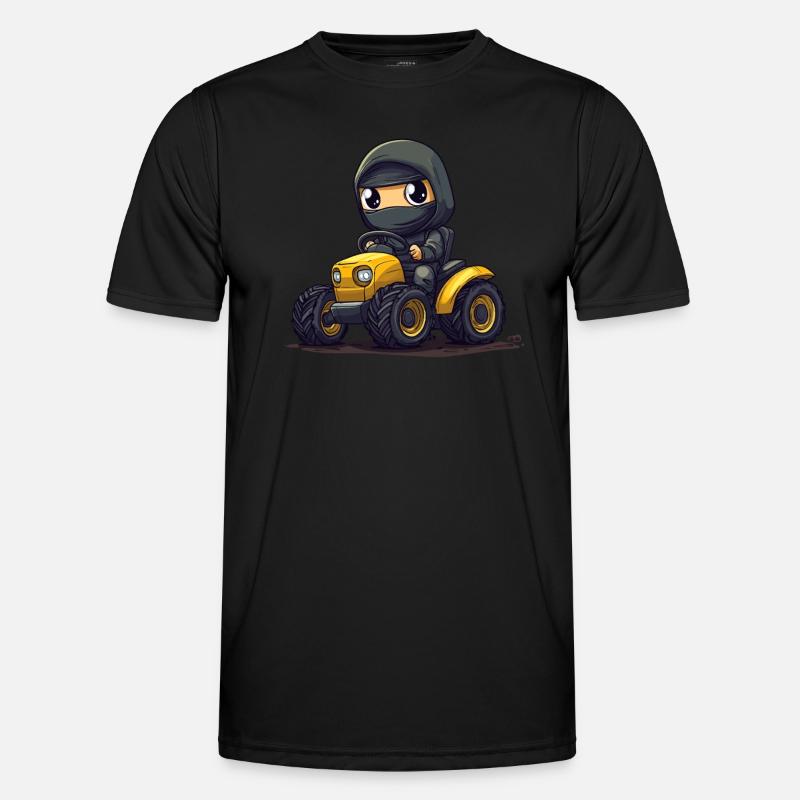 Ninja on tractor - Men's Functional T-Shirt - black