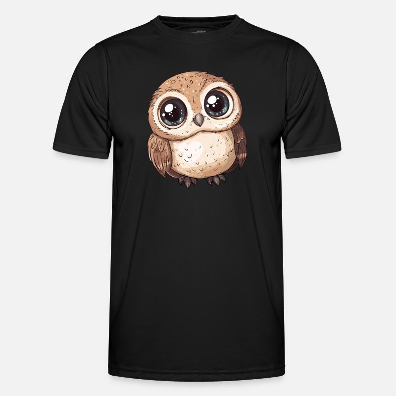 Süße große Eule - Männer Funktions-T-Shirt - Schwarz
