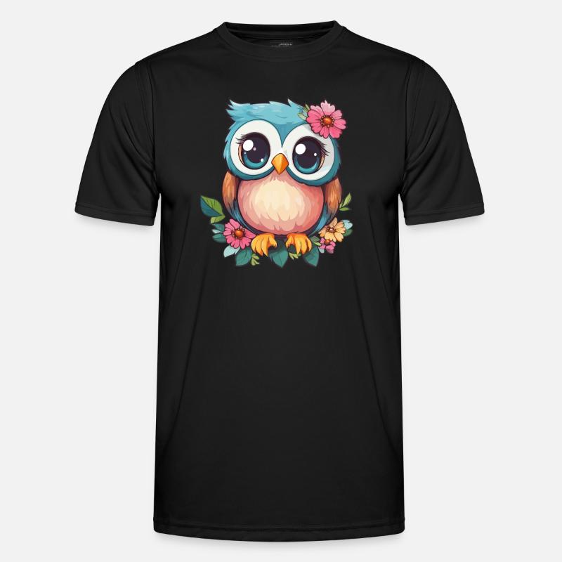 Blümchen Eule mit Charme Männer Funktions-T-Shirt