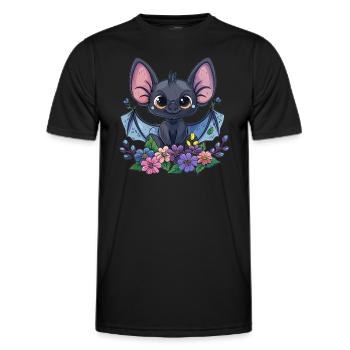 Playful Flower Bat - Men's Functional T-Shirt - black - Front - AI Model Male 178 dark (178cm)