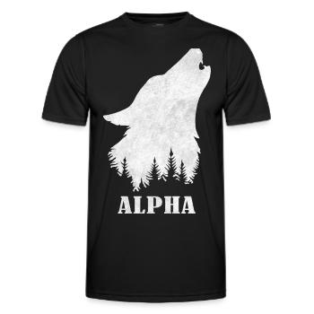 Alpha - Wolf - Wulf - Men's Functional T-Shirt - black - Front - AI Model Male 178 dark (178cm)