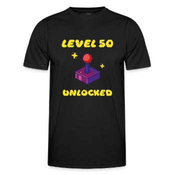 Geburtstag 50 - 50ter - Level 50 Unlocked 16 Bit - Männer Funktions-T-Shirt - Schwarz - Vorne - AI Model Male 178 dark (178cm)