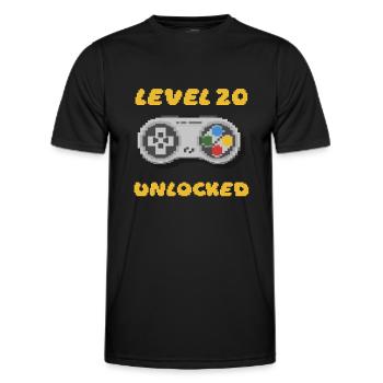 Geburtstag 20 - 20ter - Level 20 Unlocked 16 Bit - Männer Funktions-T-Shirt - Schwarz - Vorne - AI Model Male 178 dark (178cm)