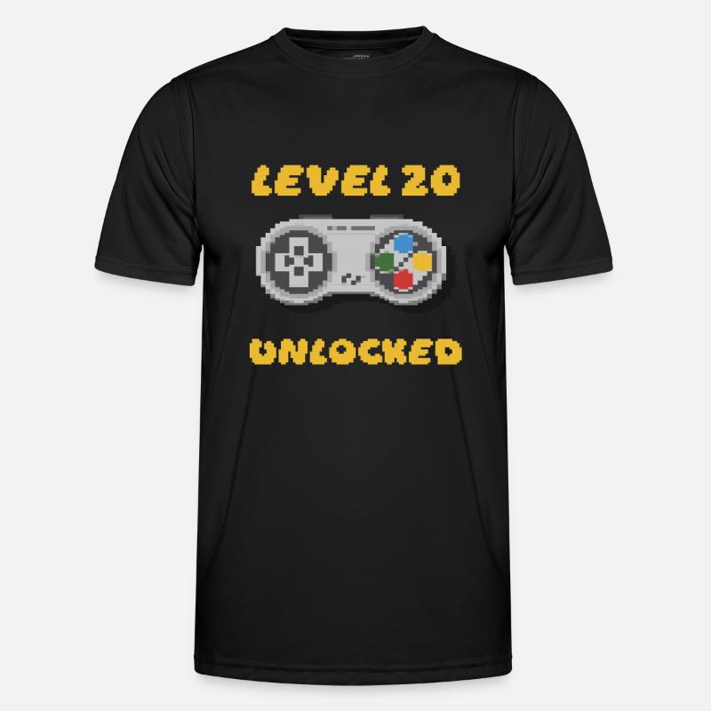 Geburtstag 20 - 20ter - Level 20 Unlocked 16 Bit Männer Funktions-T-Shirt