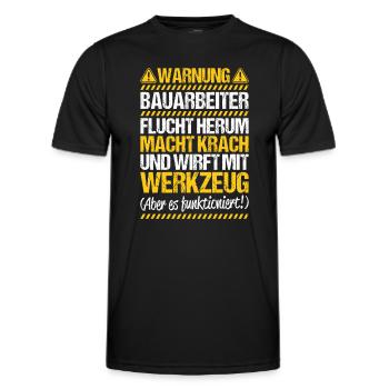 Bauarbeiter Baustelle Bauhandwerk Bauberuf Maurer - Männer Funktions-T-Shirt - Schwarz - Vorne - AI Model Male 178 dark (178cm)