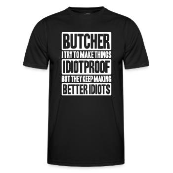 Fleischer Metzger Fleischerei Metzgerei Butcher - Männer Funktions-T-Shirt - Schwarz - Vorne - AI Model Male 178 dark (178cm)