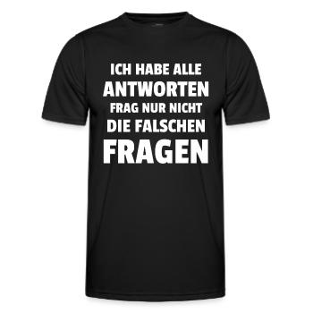 J’ai toutes les réponses - drôle de dicton - T-shirt sport Homme - noir - Devant - AI Model Male 178 dark (178cm)