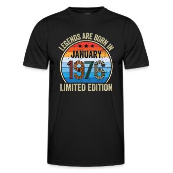 Legends Are Born In January 1976 Limited Edition - Männer Funktions-T-Shirt - Schwarz - Vorne - AI Model Male 178 dark (178cm)