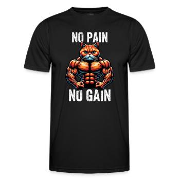 No Pain No Gain Cat - Men's Functional T-Shirt - black - Front - AI Model Male 178 dark (178cm)