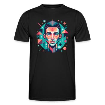 Geometric Face Portrait - Men's Functional T-Shirt - black - Front - AI Model Male 178 dark (178cm)