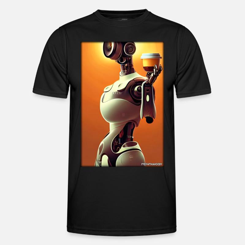 Robot Coffee Future Science Machine - Men's Functional T-Shirt - black