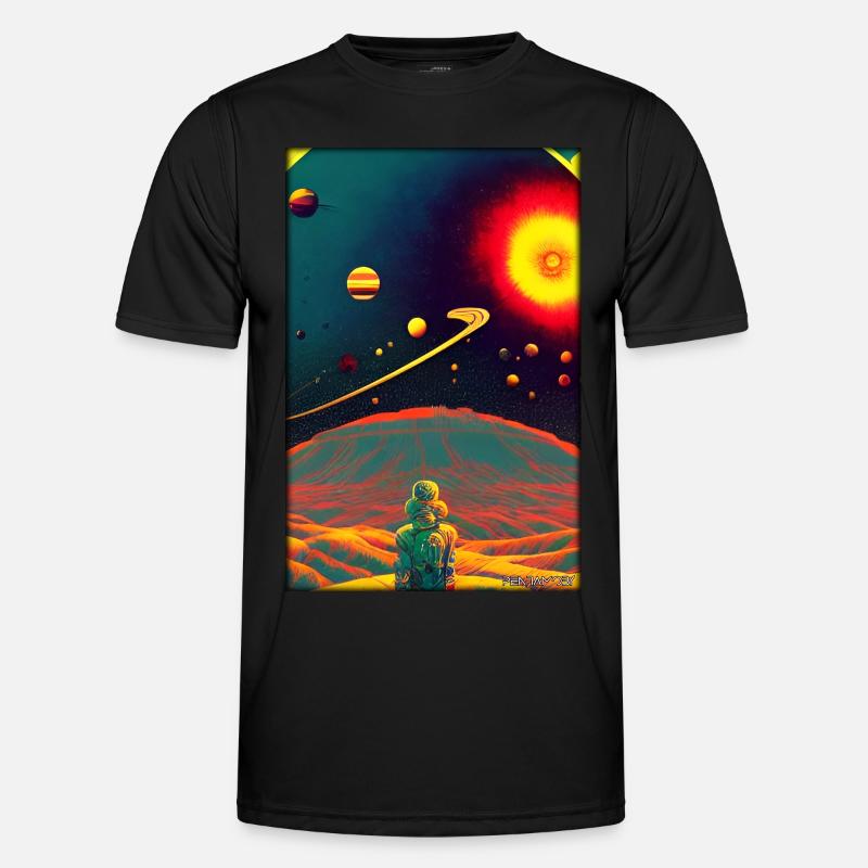 Galaxy Cosmos Universe Solar System Astronaut - Men's Functional T-Shirt - black