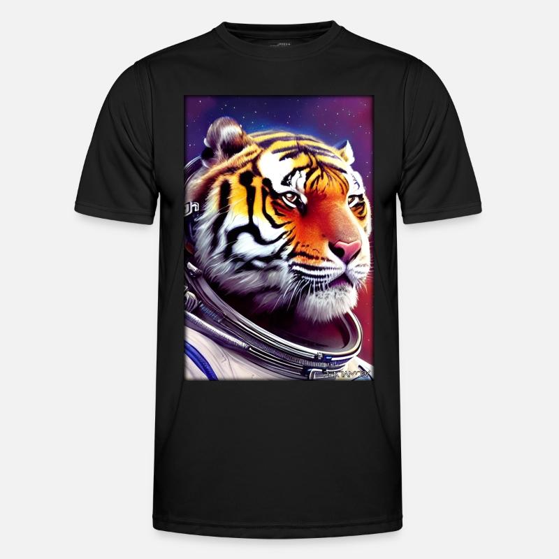 Tiger Big Cat Astronaut Future Sci-Fi Technology Men's Functional T-Shirt