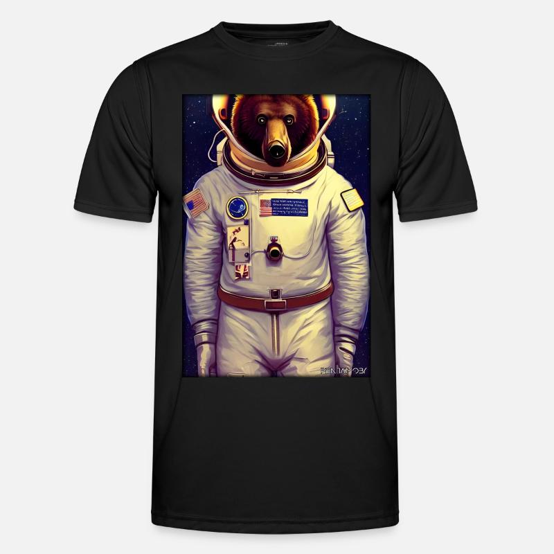 Bear Wildlife Astronaut Future Sci-Fi Technology T-shirt sport Homme