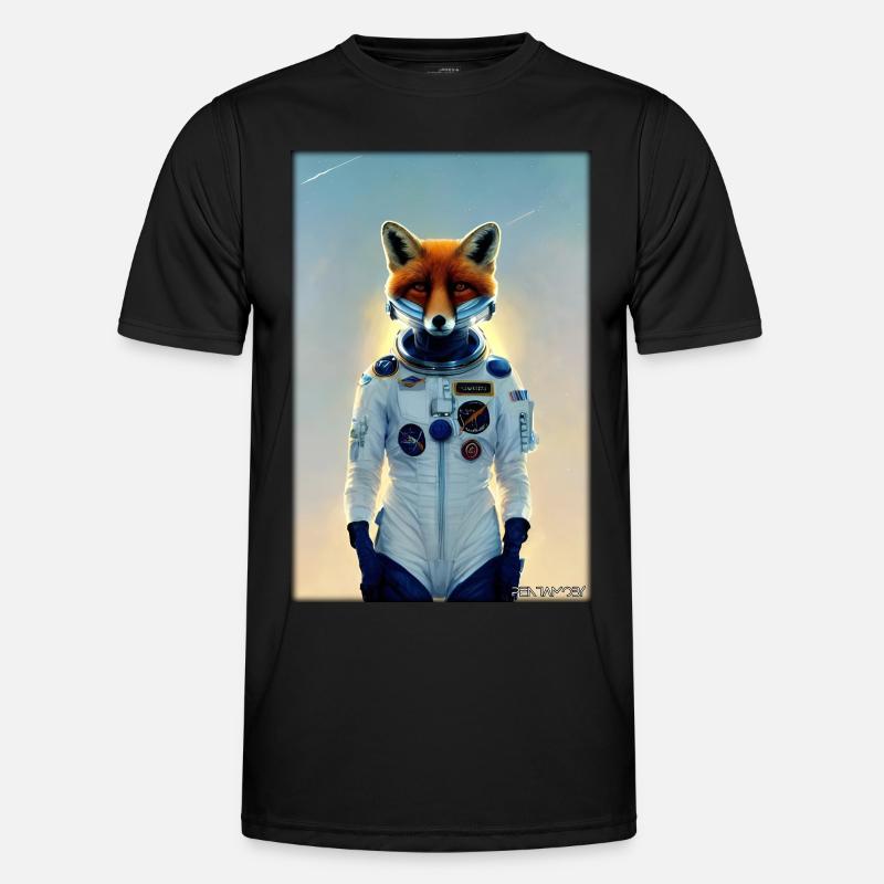Fuchs Wildtier Astronaut Zukunft Sci-Fi Technik Männer Funktions-T-Shirt