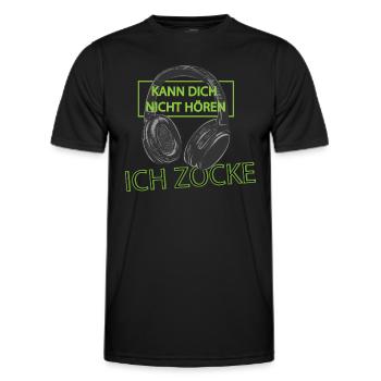 kann dich nicht hören ich zocke Gaming Headset - Männer Funktions-T-Shirt - Schwarz - Vorne - AI Model Male 178 dark (178cm)