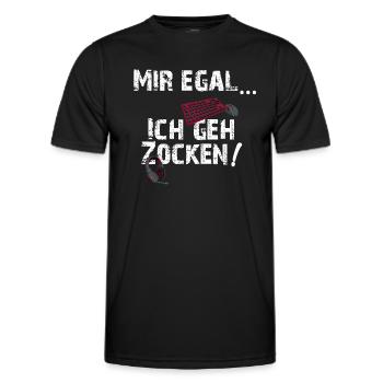 mir egal ich geh zocken gaming Humor - Männer Funktions-T-Shirt - Schwarz - Vorne - AI Model Male 178 dark (178cm)