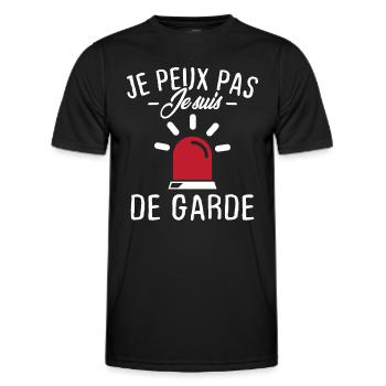 Je peux pas je suis de garde - T-shirt sport Homme - noir - Devant - AI Model Male 178 dark (178cm)