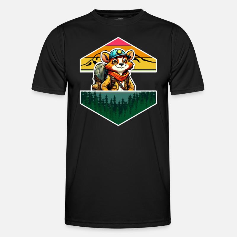 Red Panda Comic Adventure Forest Mountains - Men's Functional T-Shirt - black