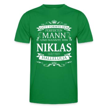 Niklas der perfekte Mann von Gott geformt Design - Männer Funktions-T-Shirt - Kelly Green - Vorne - AI Model Male 178 dark (178cm)