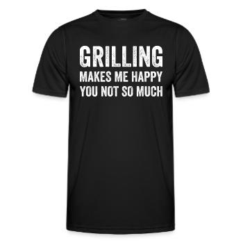 Grilling Makes Me Happy You Not So Much - Men's Functional T-Shirt - black - Front - AI Model Male 178 dark (178cm)