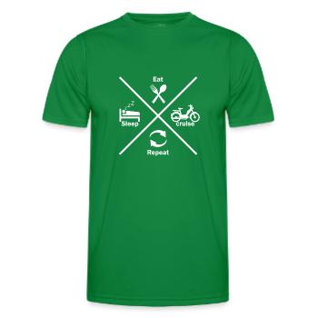 Essen Schlafen Mofa fahren Mopped Tshirt - Männer Funktions-T-Shirt - Kelly Green - Vorne - AI Model Male 178 dark (178cm)