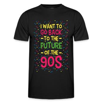 90s 90 I want to go back to the future of the 90s. - Men's Functional T-Shirt - black - Front - AI Model Male 178 dark (178cm)