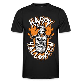 Happy Halloween Beard skull - Men's Functional T-Shirt - black - Front - AI Model Male 178 dark (178cm)