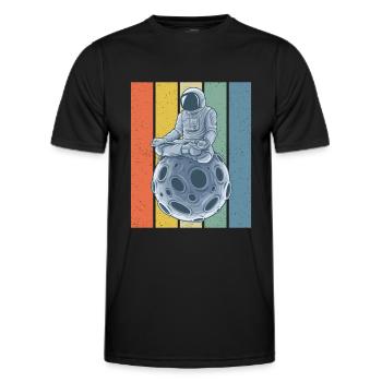 Meditating Astronaut Retro Style - Männer Funktions-T-Shirt - Schwarz - Vorne - AI Model Male 178 dark (178cm)